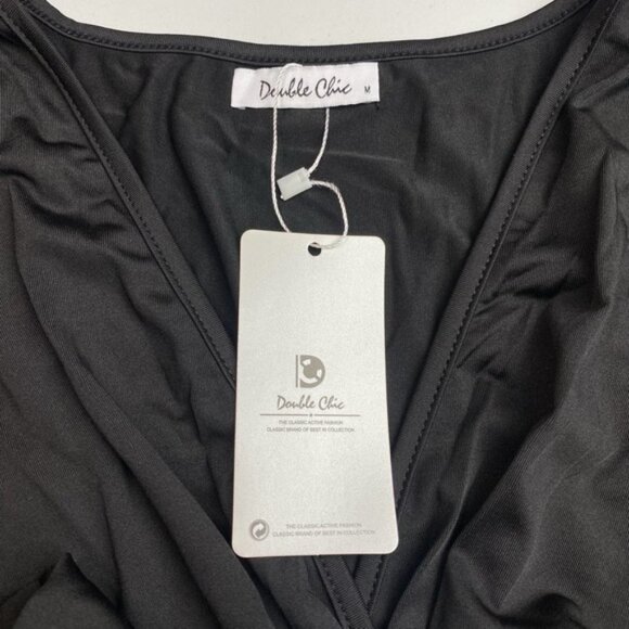 NWT Double Chic V Neck Ruched Midi Wrap Dress Sz Medium - Picture 4 of 5